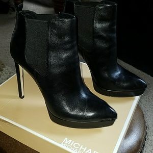 Michael Kors Black Leather Meadow Bootie